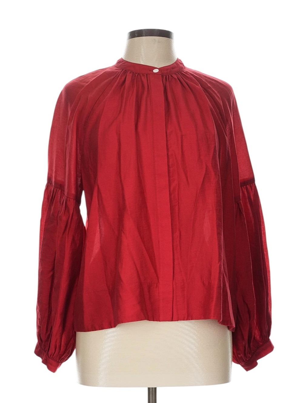 Madewell Shirred Ballon Sleeve Top Size XL Red Workwear Christmas Holiday NWT